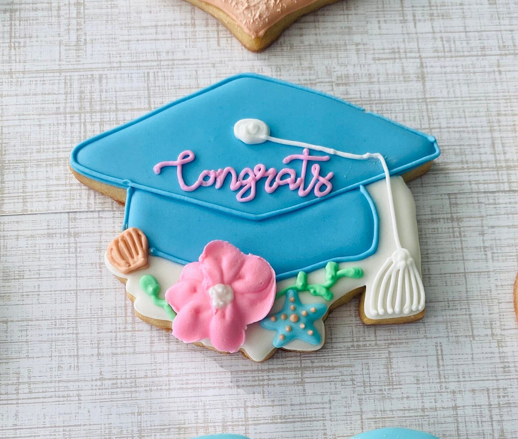 Grad Hat with Florals Cookie Cutter, Graduation Hat Cutter, Ceremony Cutter, Celebration Cutter, Party Celebration Cutter