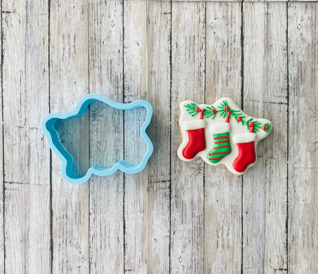 Hanging Stockings Cookie Cutter, stocking cutter, Christmas cutter, decoration cutter