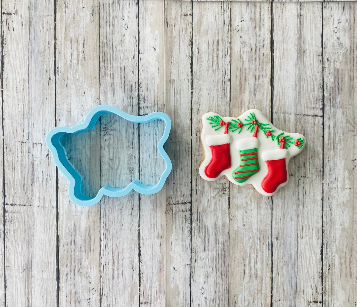 Hanging Stockings Cookie Cutter, stocking cutter, Christmas cutter, decoration cutter