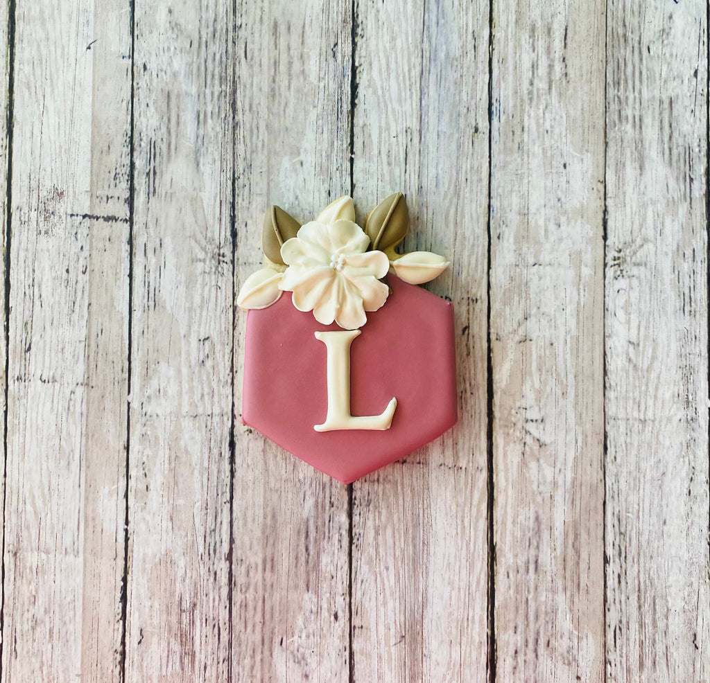 Floral Hexagon Frame Cookie Cutter, frame cutter, wedding cutter, bridal shower cutter, baby shower cutter, anniversary cutter