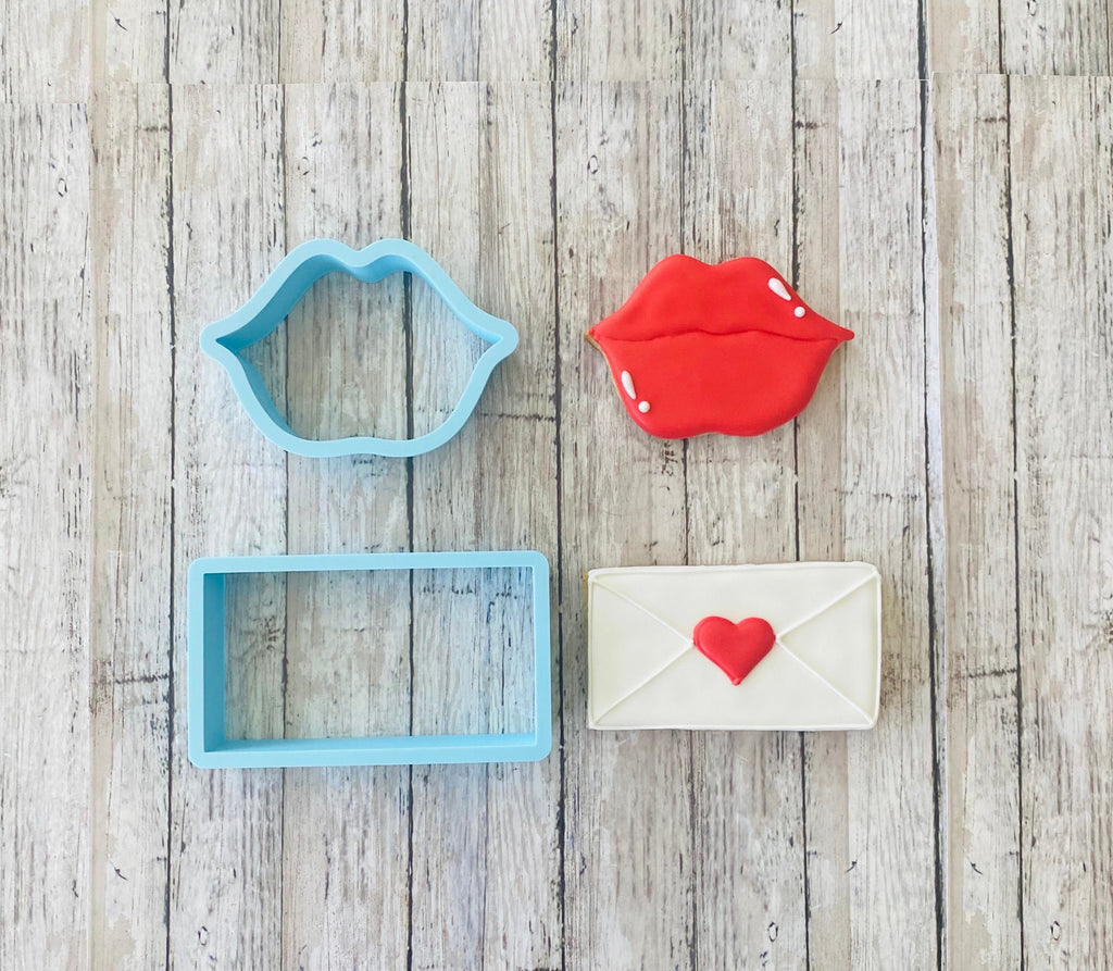 Lips & Envelope Cookie Cutter, valentines cutter, envelop cutter, lips cutter, love  cutter, letter cutter, holiday cutter, kissing cutter