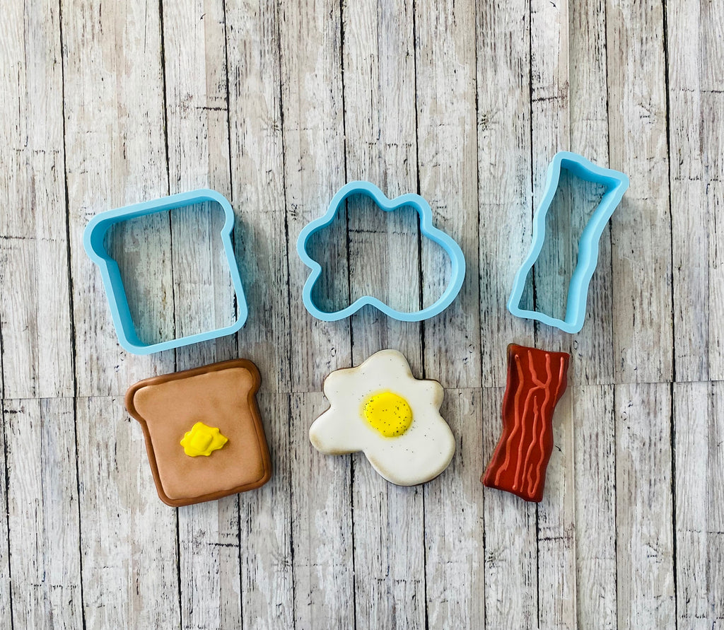 Breakfast Food Cookie Cutter, egg Cutter, bacon Cutter, Food Cutter, fried egg Cutter, toast cutter, bread cutter