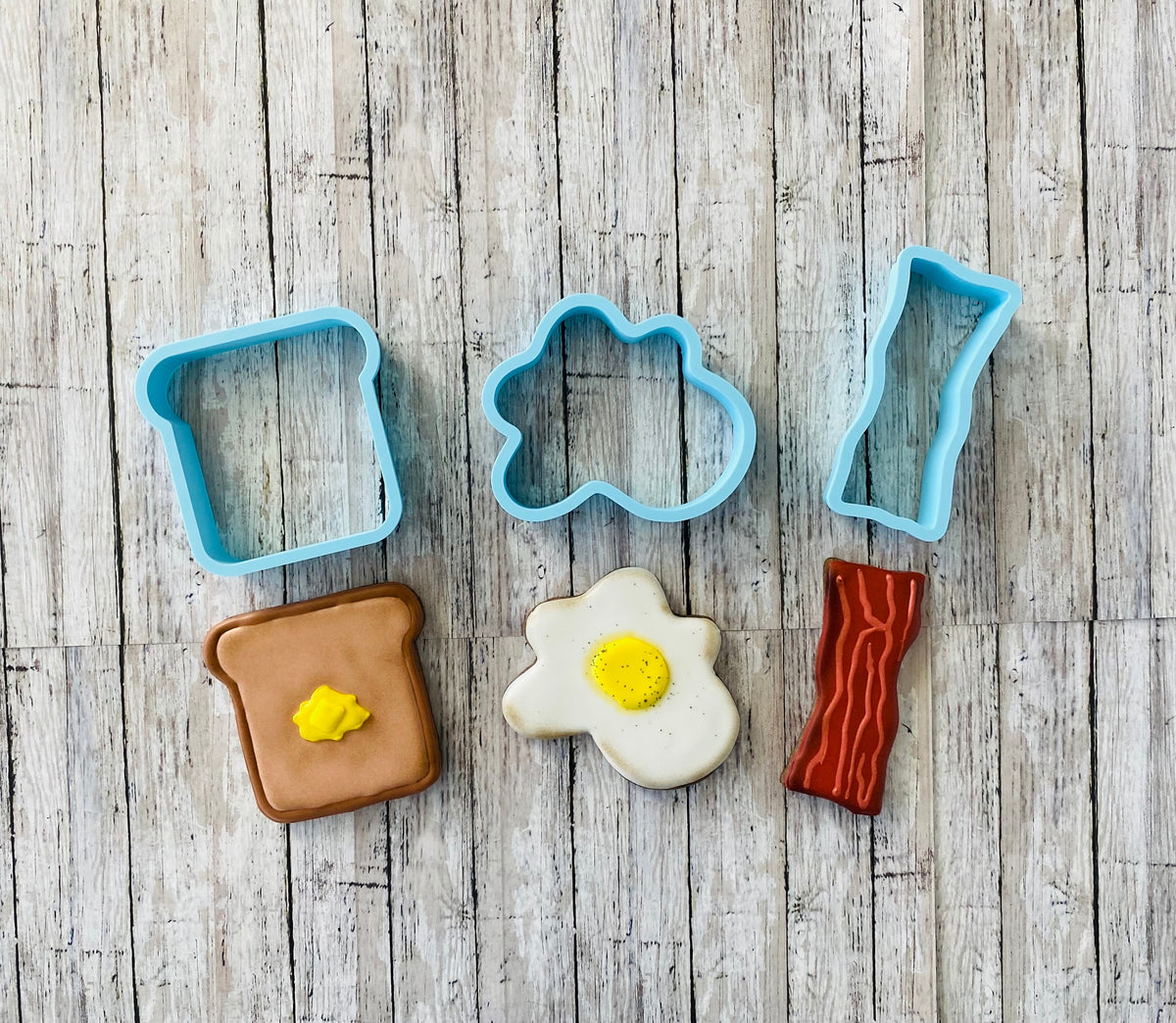 Breakfast Food Cookie Cutter, egg Cutter, bacon Cutter, Food Cutter, fried egg Cutter, toast cutter, bread cutter