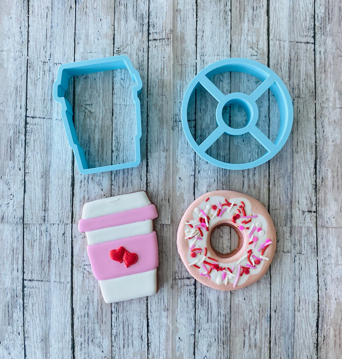 Coffee & Donut Cookie cutter, Coffee cutter, donut cutter, drink cutter, to go coffee cutter, desert cutter, valentines cutter