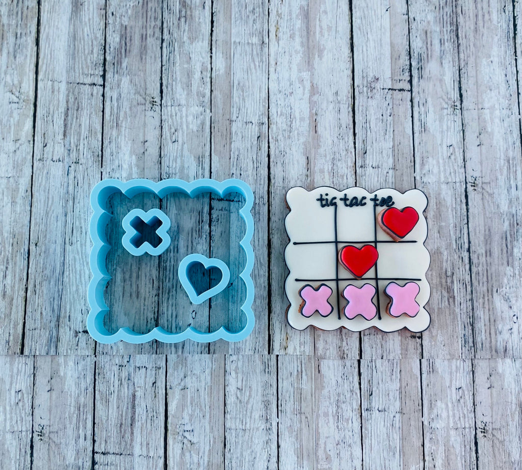 Tic Tac Toe Cookie Cutter, valentines cutter, holiday cutter, kids cutter, party cutter, scalloped square cutter, frame cutter, game cutter
