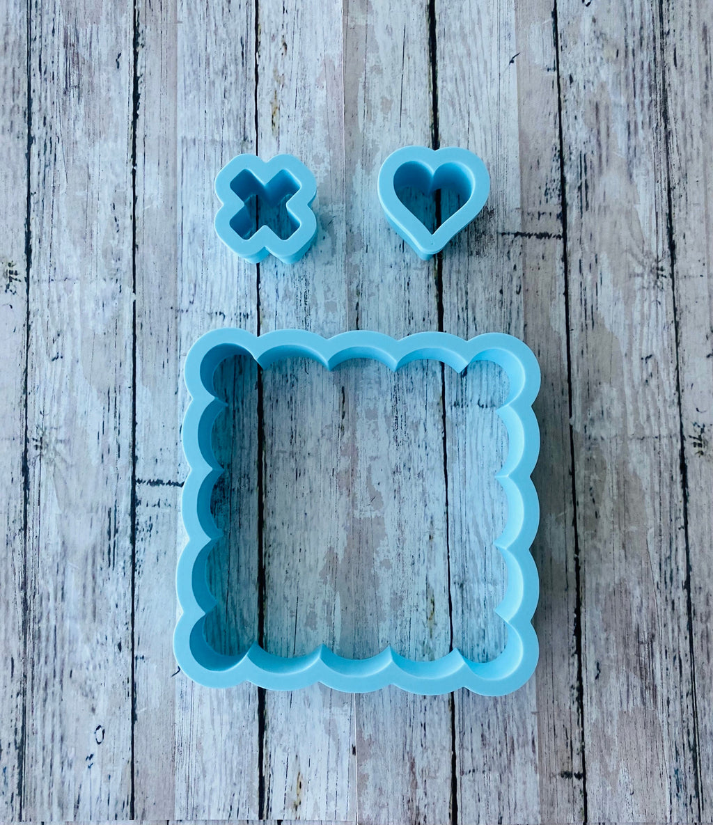 Tic Tac Toe Cookie Cutter, valentines cutter, holiday cutter, kids cutter, party cutter, scalloped square cutter, frame cutter, game cutter
