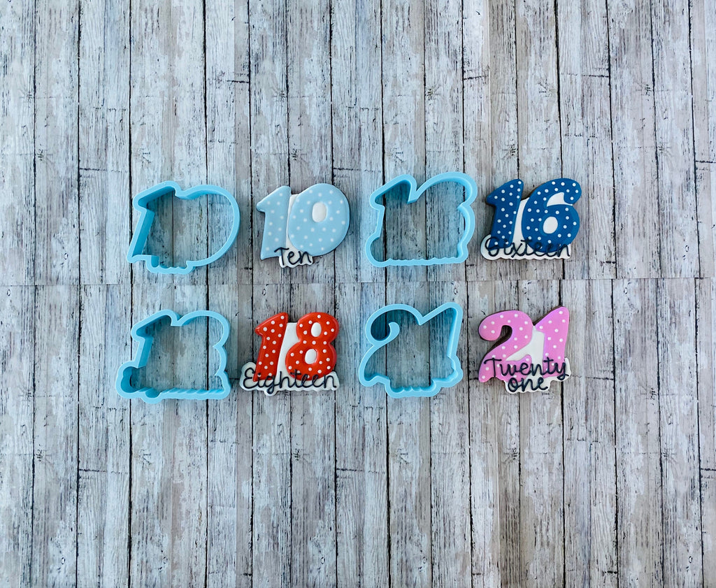 Teens Numbers Cookie cutters, birthday cutters, counting cutters, 10 cutter, 16 cutter, 18 cutter, 21 cutter
