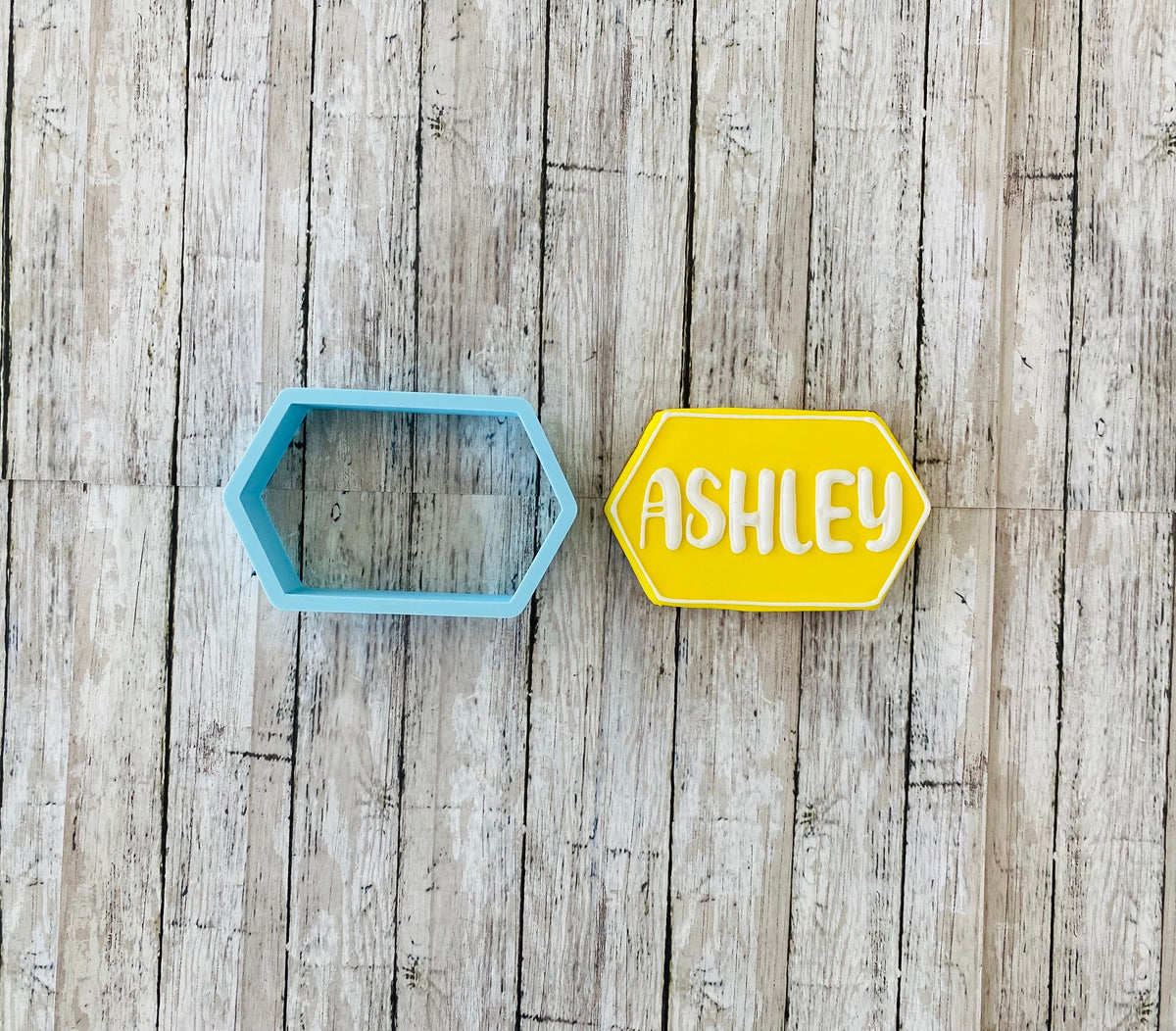 Long Hexagon Cookie Cutter, frame cutter, wedding cutter, bridal shower cutter, shower cutter, shape cutter, plaque cutter
