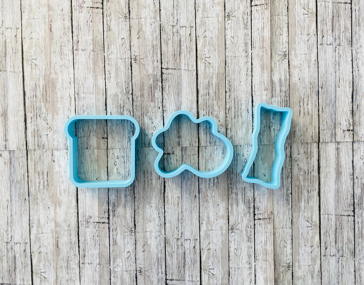 Breakfast Food Cookie Cutter, egg Cutter, bacon Cutter, Food Cutter, fried egg Cutter, toast cutter, bread cutter