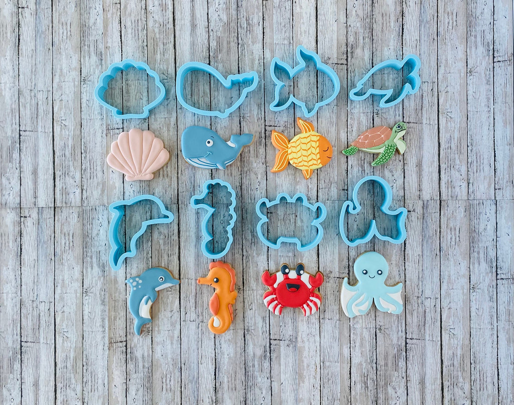 Ocean Cookie Cutters, seashell cutter, sea horse cutter, whale cutter, dolphin cutter, crab cutter, fish cutter, turtle cutter, octopus