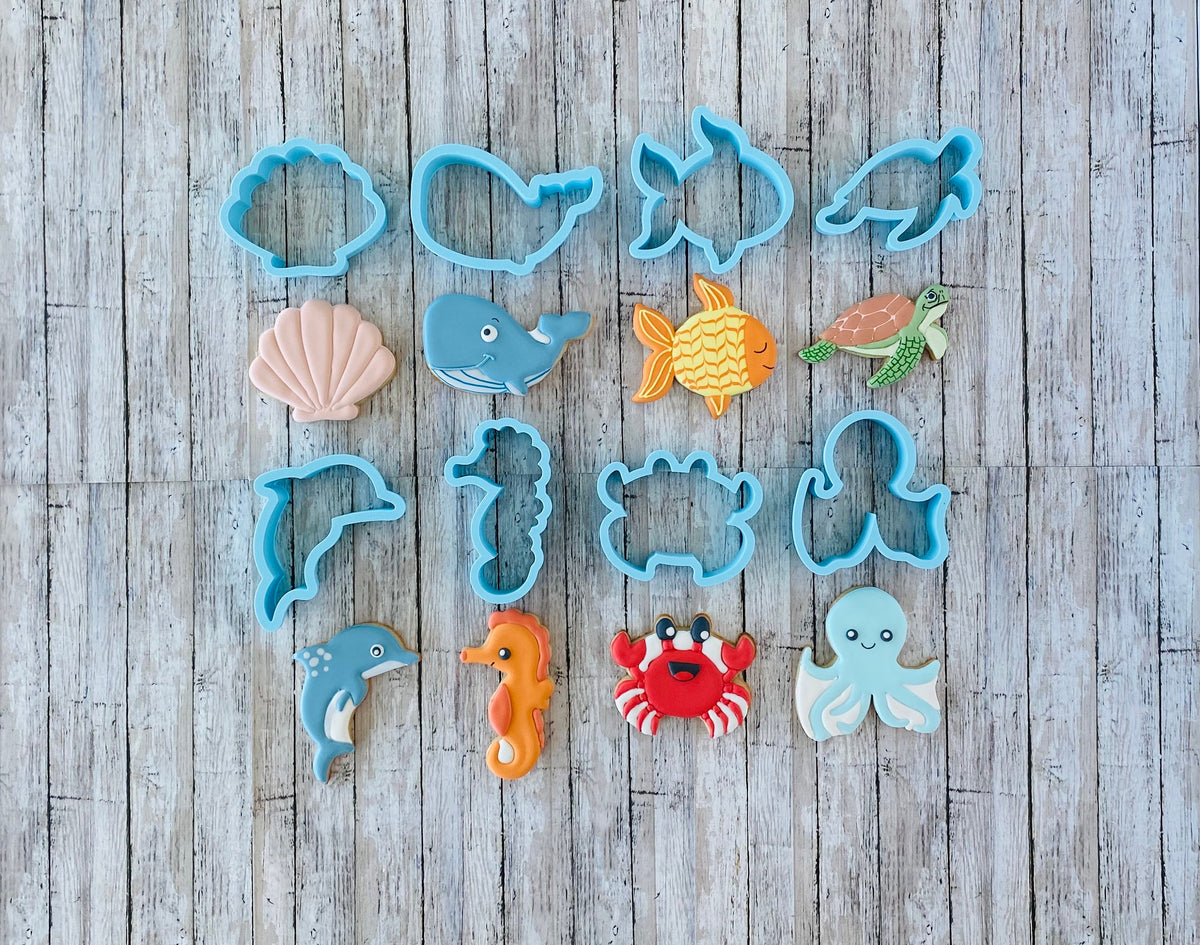 Ocean Cookie Cutters, seashell cutter, sea horse cutter, whale cutter, dolphin cutter, crab cutter, fish cutter, turtle cutter, octopus