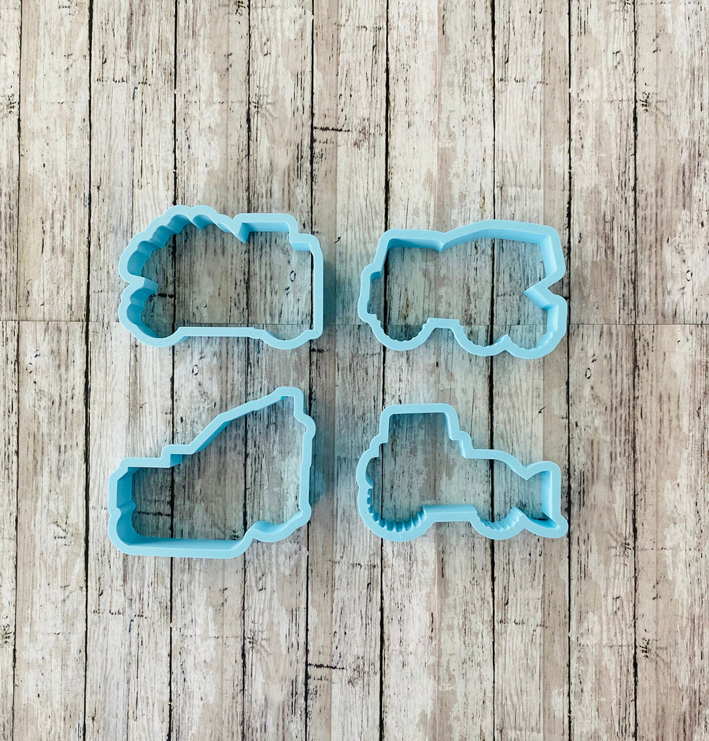 Construction Trucks Cookie Cutter, boy cutter, birthday cutter, bulldozer cutter, cement truck cutter, dump truck cutter, excavator cutter