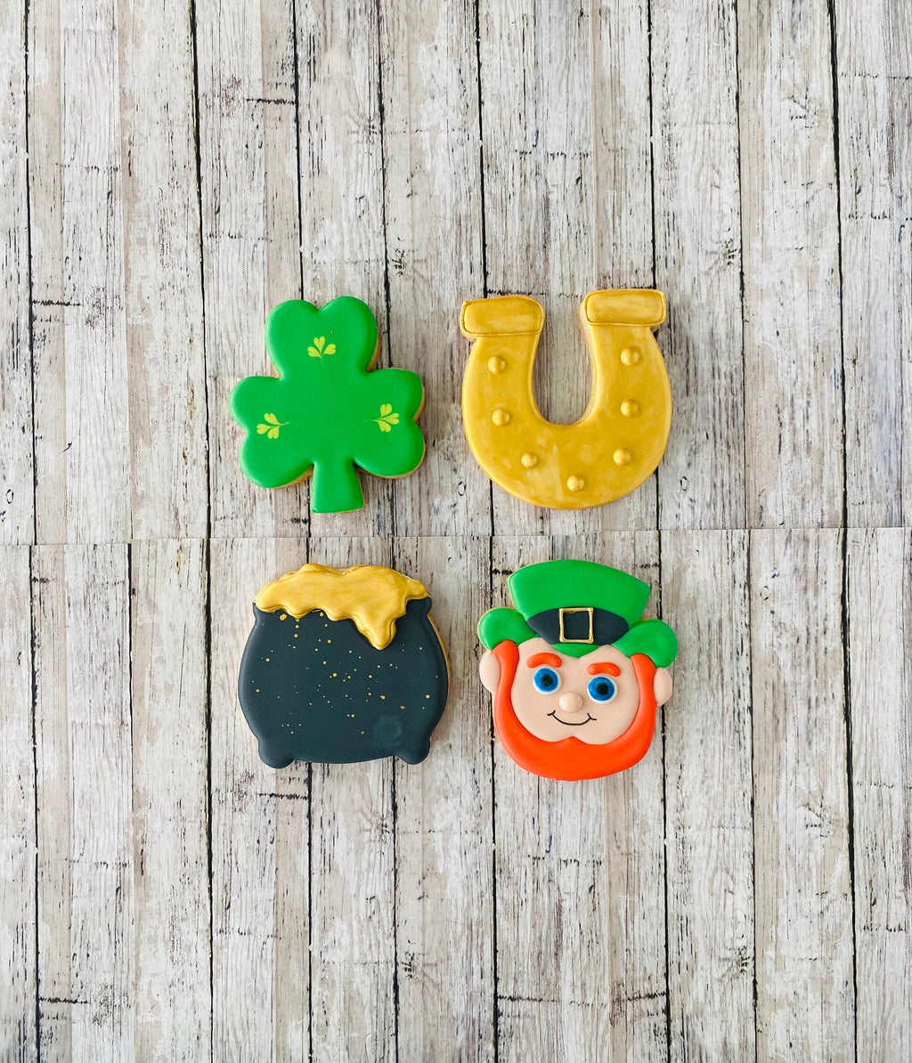 St. Patrick's Day Cookie cutters, pot of gold cutter, shamrock cutter, leprechaun cutter, horse shoe cutter, clover cutter