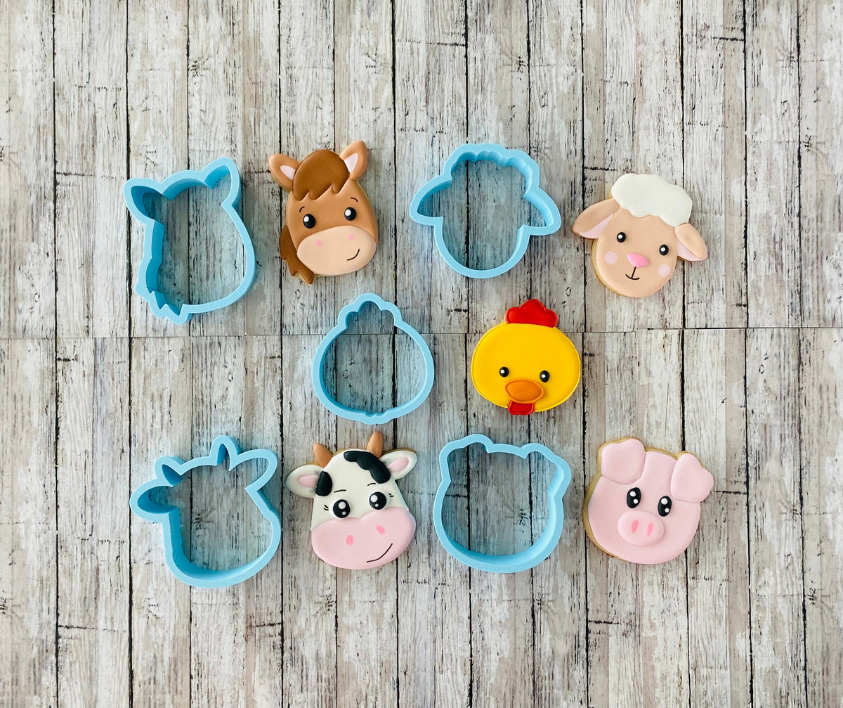 Farm Animal Head Cookie Cutter, Cow cutter, chicken cutter, horse cutter, pig cutter, sheep cutter