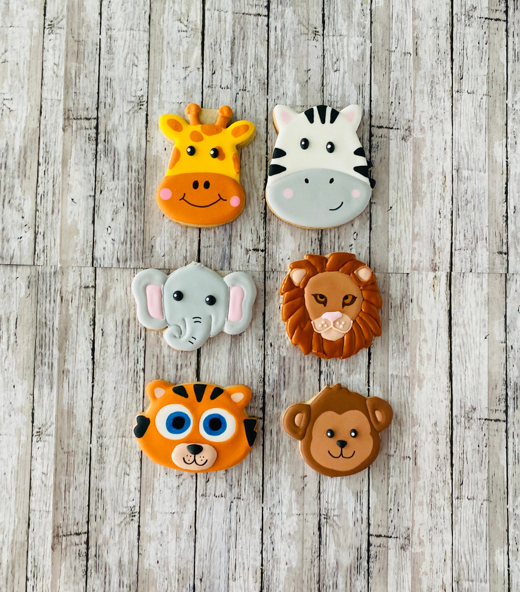 Zoo Animal Head Cookie Cutter, zebra cutter, tiger cutter, elephant cutter, giraffe cutter, lion cutter, monkey cutter