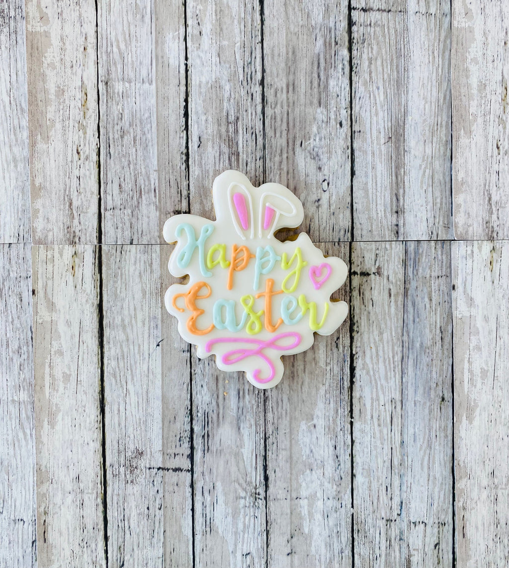 Happy Easter Plaque Cookie Cutter, bunny plaque cutter, Easter cutter, word cutter, holiday cutter