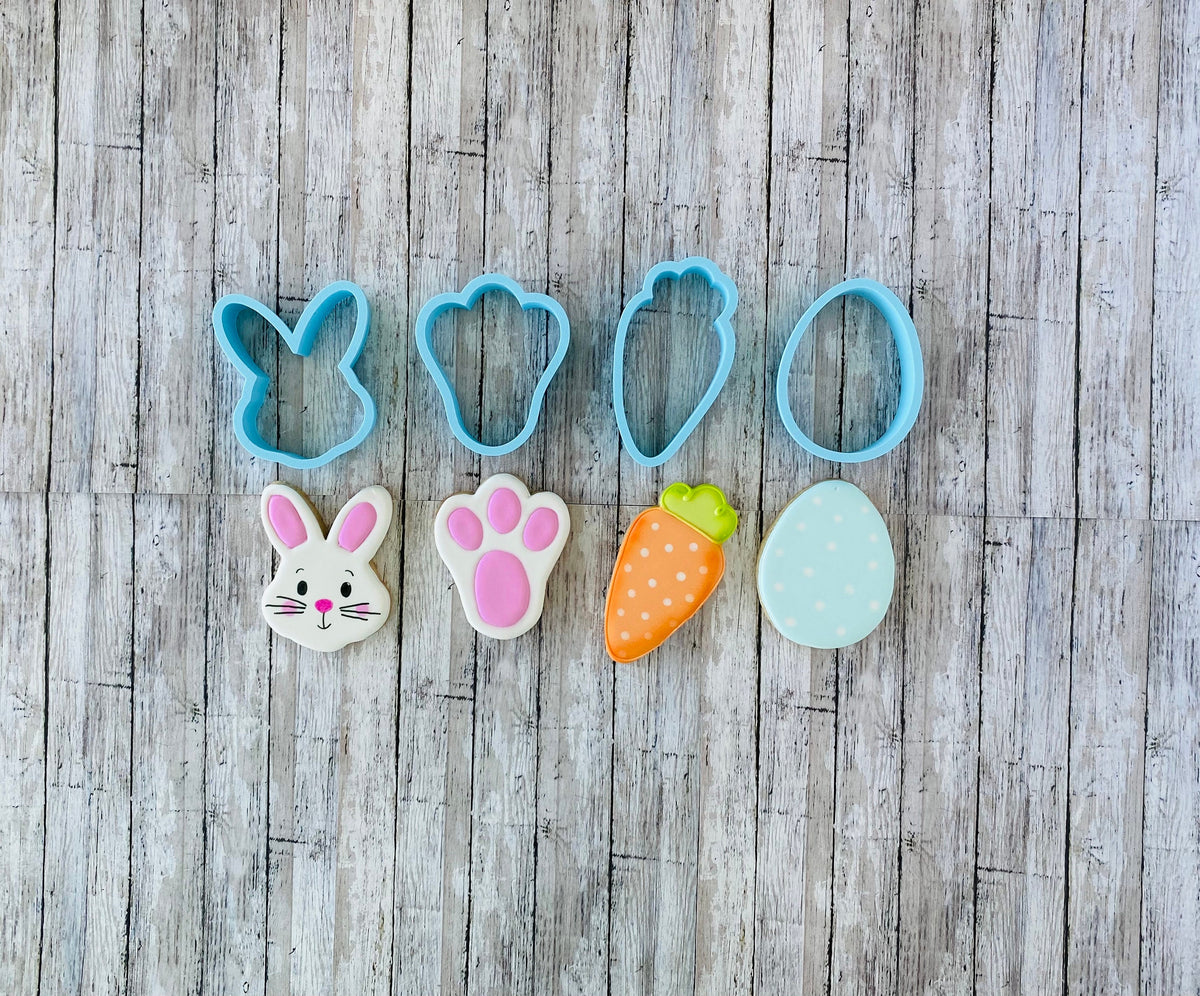 Easter Cookie Cutter Set, egg cutter, animal cutter, carrot cutter, bunny foot cutter, bunny head cutter
