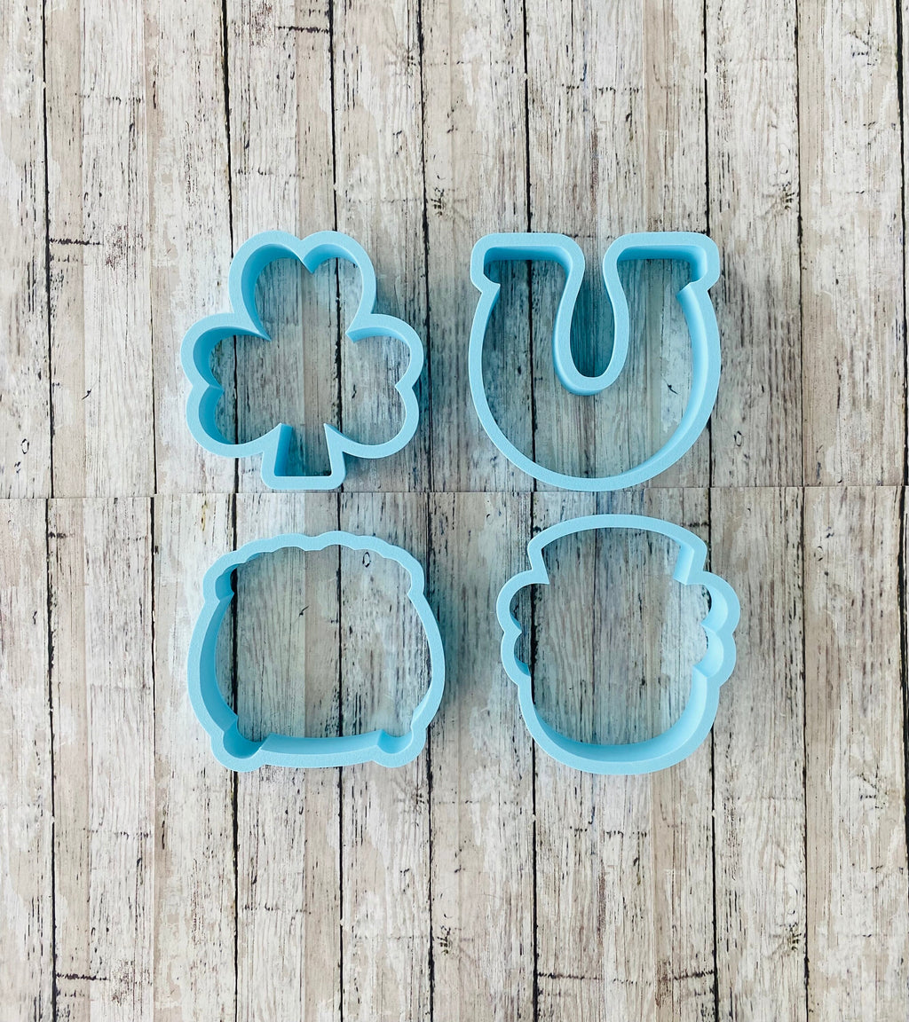 St. Patrick's Day Cookie cutters, pot of gold cutter, shamrock cutter, leprechaun cutter, horse shoe cutter, clover cutter