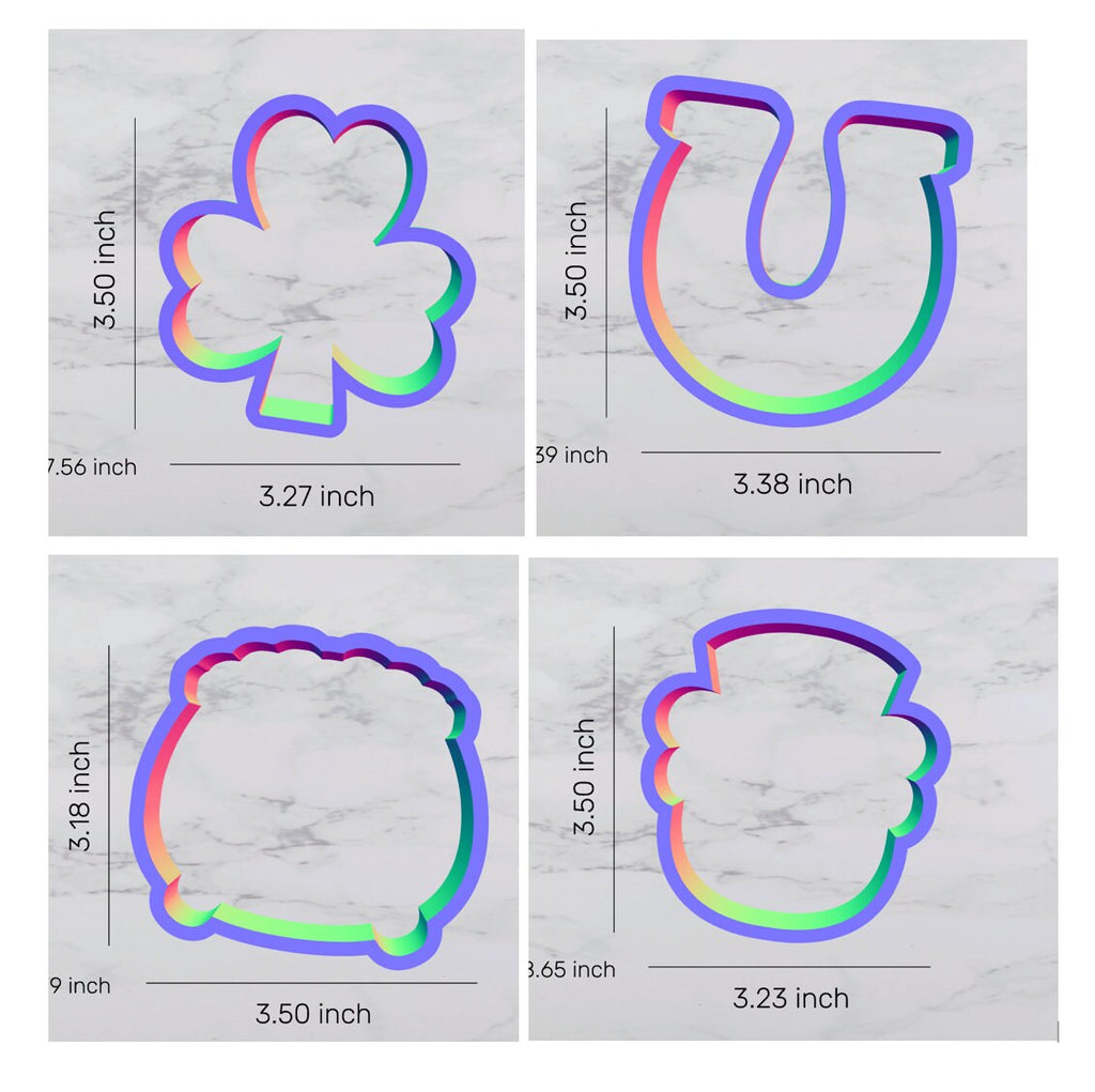 St. Patrick's Day Cookie cutters, pot of gold cutter, shamrock cutter, leprechaun cutter, horse shoe cutter, clover cutter