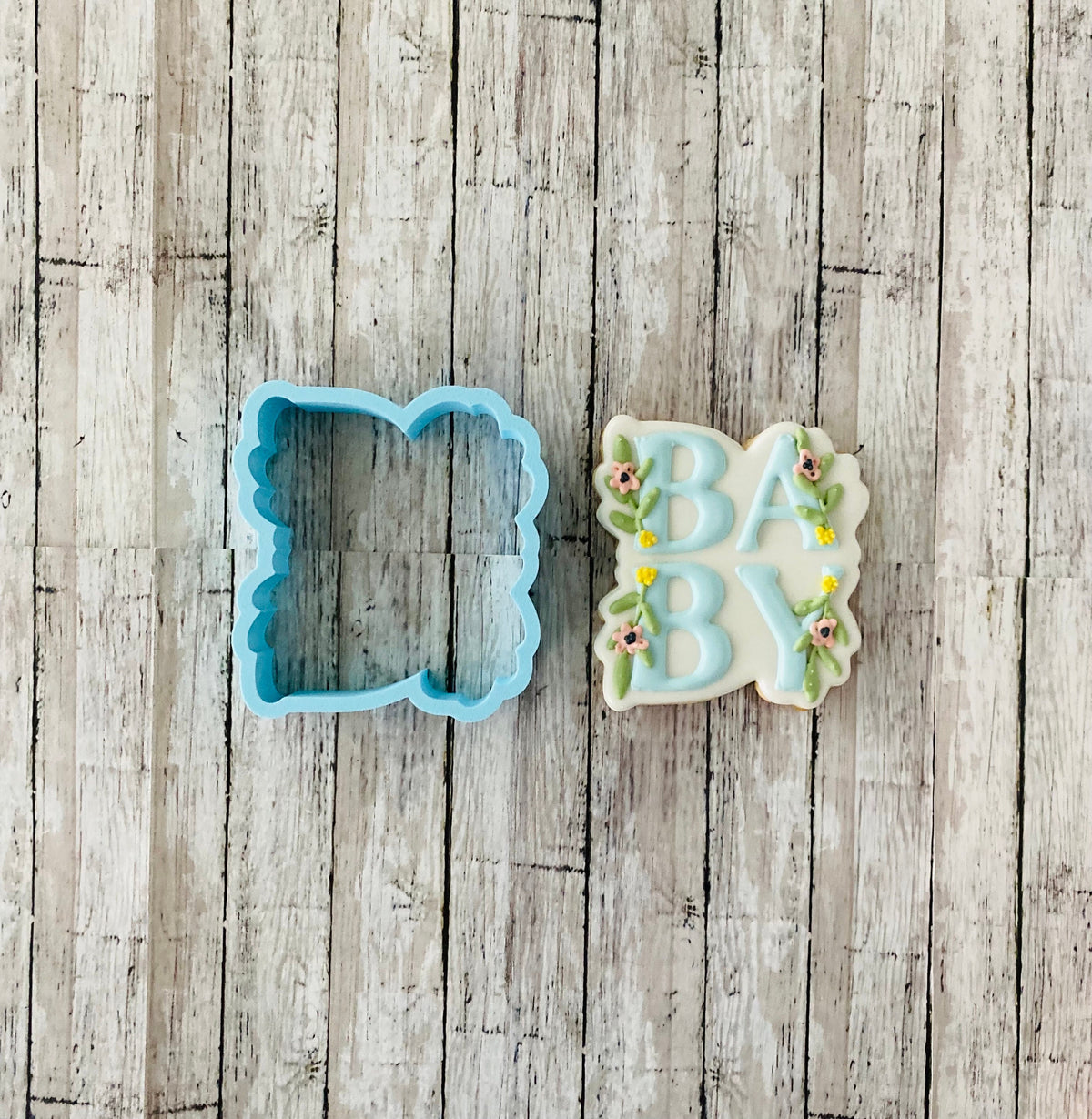 Floral Baby Cookie Cutter,  baby cutter, baby shower cutter, word baby cutter