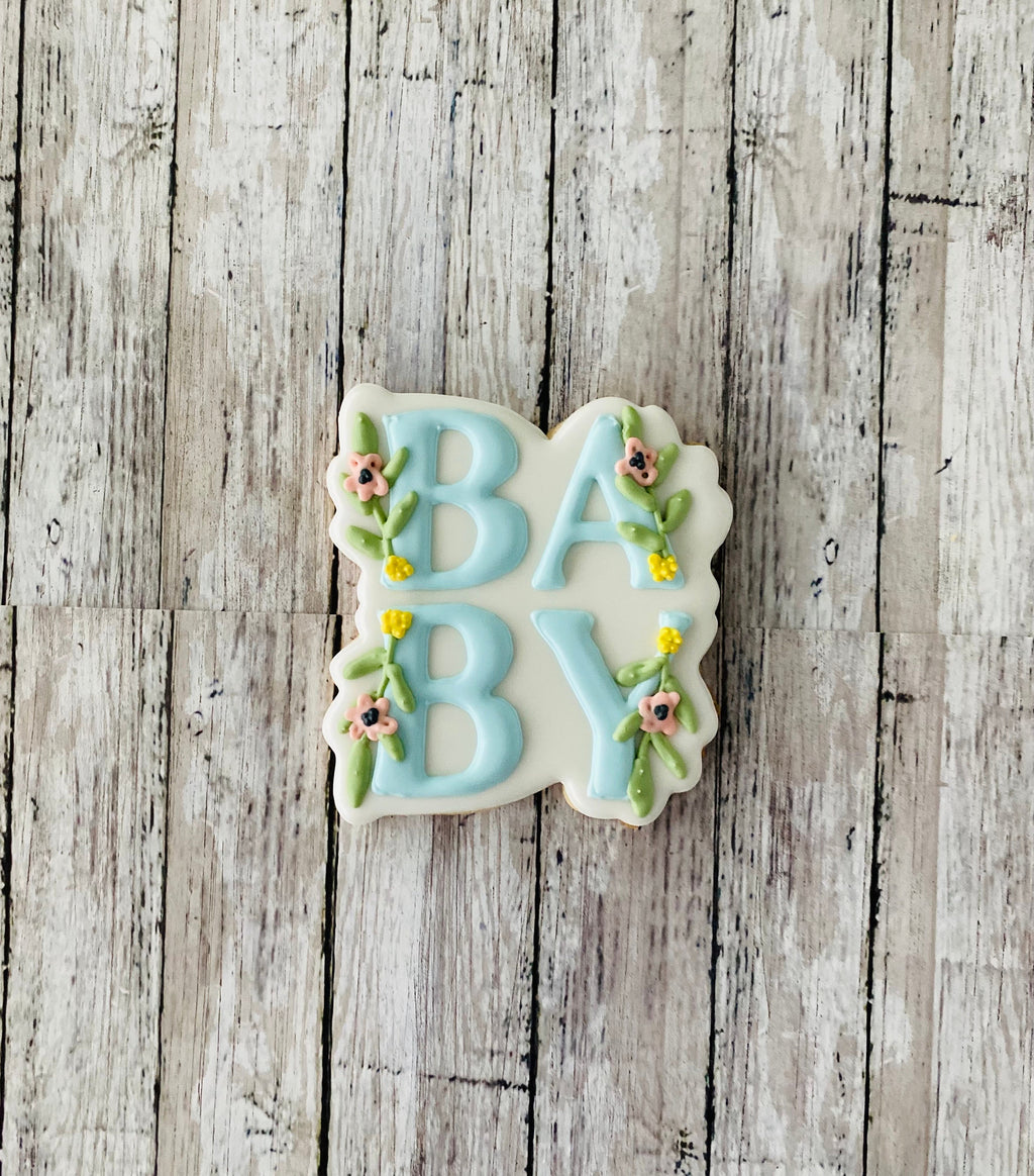 Floral Baby Cookie Cutter,  baby cutter, baby shower cutter, word baby cutter