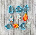 Space Cookie Cutter Set, astronaut cutter, shooting star Cutter, planet Cutter, moon cutter, rocket ship cutter, Saturn cutter