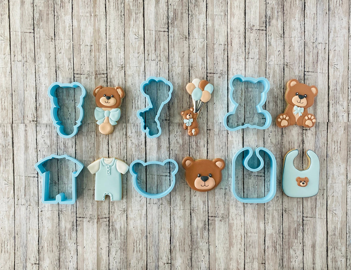 Bear Baby Shower Cookie Cutter, bear cutter, baby shower cutter, bear balloon cutter, bear rattle cutter, baby bib cutter, onesie cutter