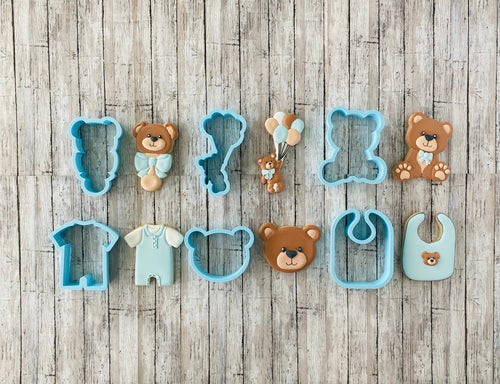 Bear Baby Shower Cookie Cutter, bear cutter, baby shower cutter, bear balloon cutter, bear rattle cutter, baby bib cutter, onesie cutter