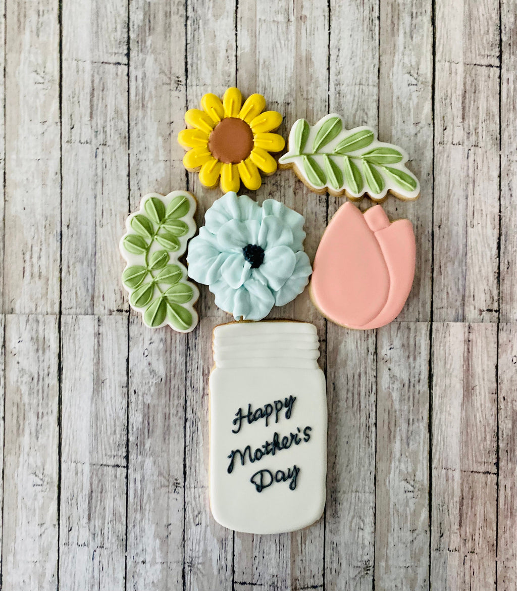 Mother's Day Flowers Cookie Cutter, Flower Cutter, Floral Cutter, leaves  Cutter, mason jar cutter