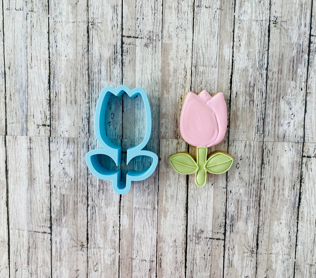 Tulip with Stem Cookie Cutter, Floral Cutter, Mother's Day Cutter, Nature Cutter, Flower Garden Cutter