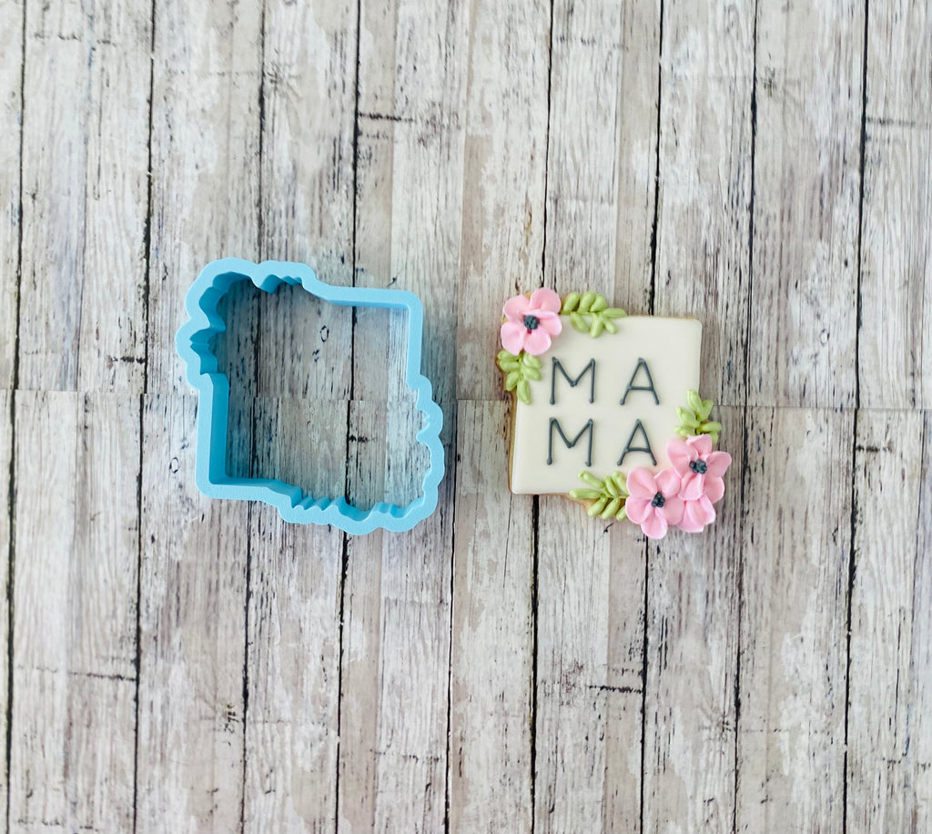 Floral Square Cookie Cutter, frame cutter, wedding cutter, bridal shower cutter, baby shower cutter, anniversary cutter
