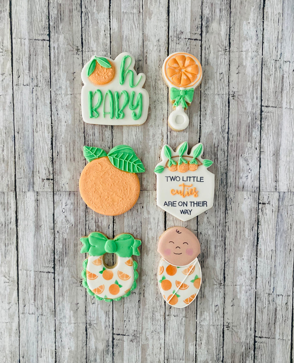 Little Cutie Baby Shower Cookie Cutters, baby cutter, rattle cutter, bib cutter, oh baby cutter, orange cutter, citrus cutter, twins cutter