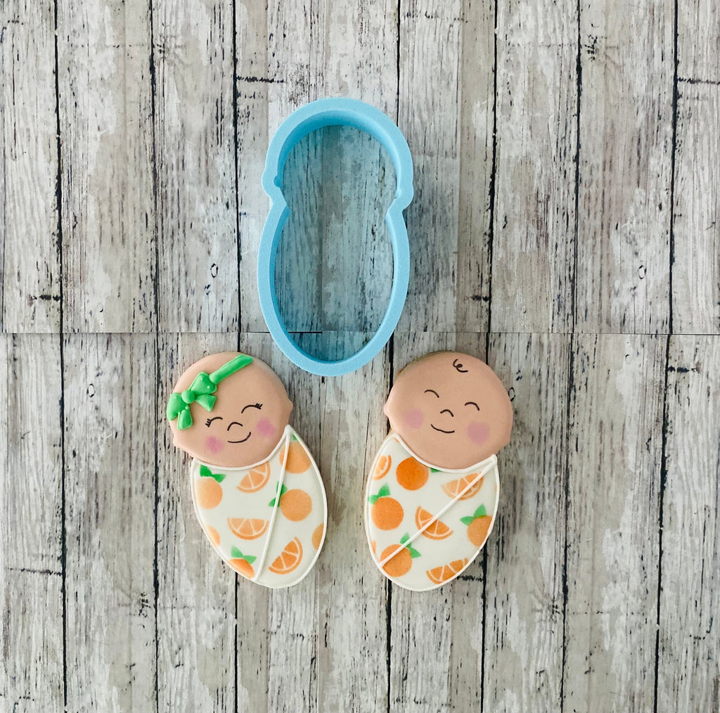 Baby Cookie Cutter, baby shower cutter, swaddled baby cutter, sleeping baby cutter