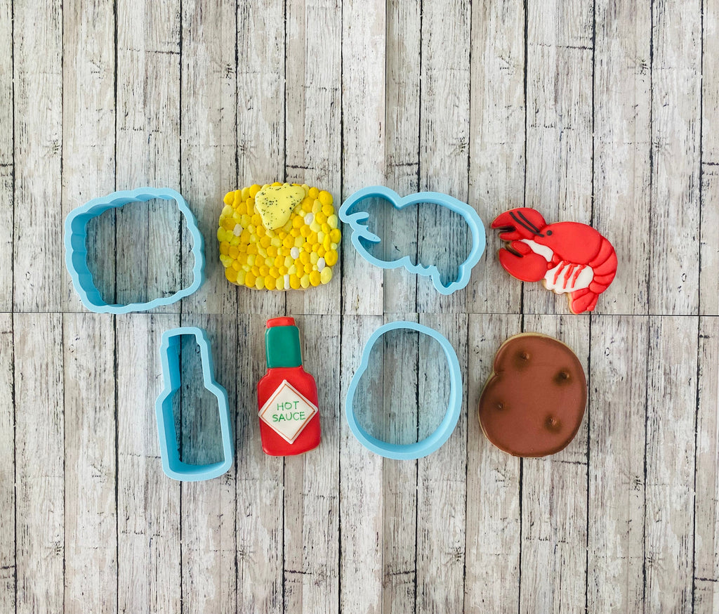Crawfish Cookie Cutter Set, crawfish Cutter, corn Cutter, hot sauce Cutter, potato Cutter