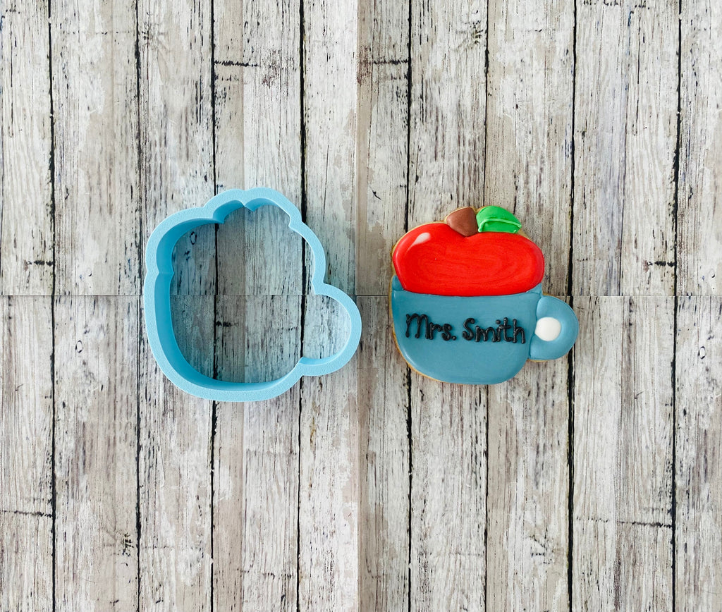 Apple Mug Cookie cutter, apple cutter, back to school cutter, teacher cutter, mug cutter, school cutter