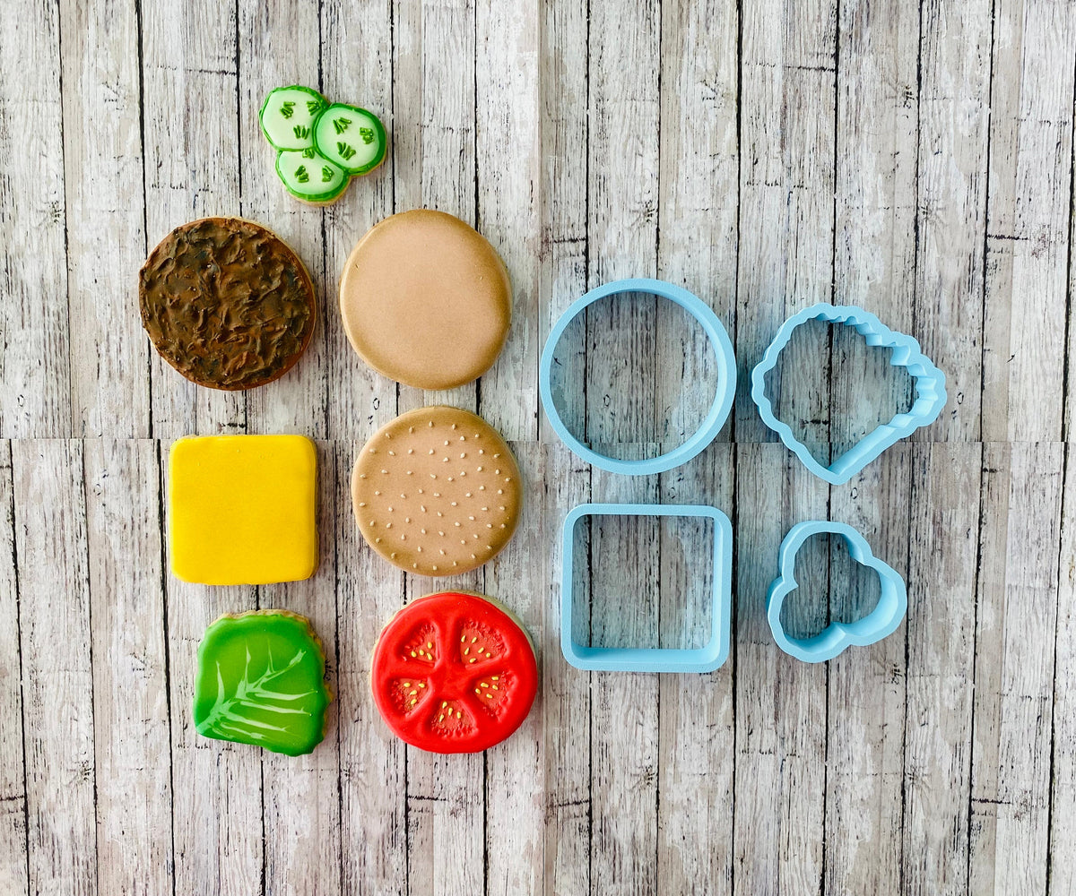 Stacked Hamburger Cookie Cutter, lettuce Cutter, cheese Cutter, fast food cutter, Fathe's Day cutter