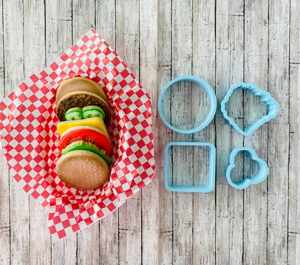 Stacked Hamburger Cookie Cutter, lettuce Cutter, cheese Cutter, fast food cutter, Father's Day cutter