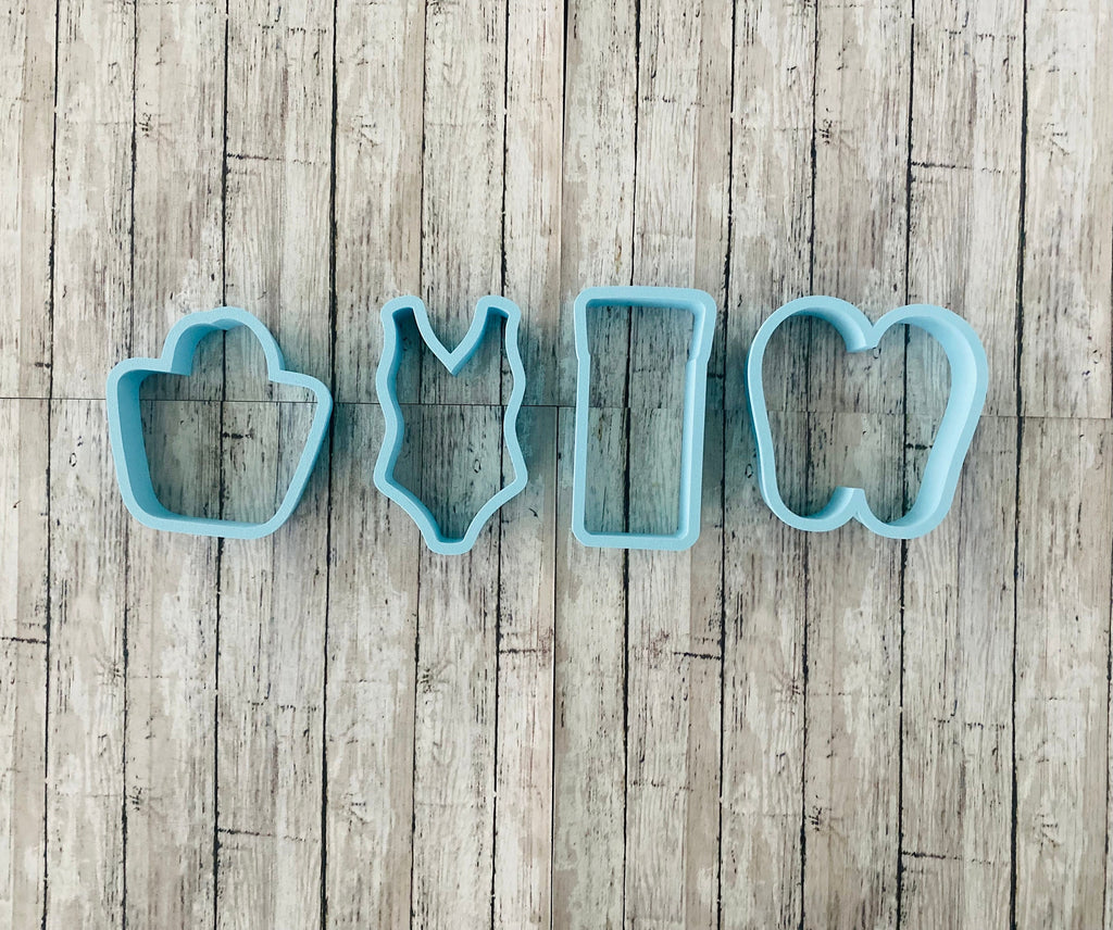 Pool Cookie Cutter Set, summer cutter, swim suit cutter, bathing suit cuttet, bikini cutter, beach bag cutter, float cutter, flip flop cutte