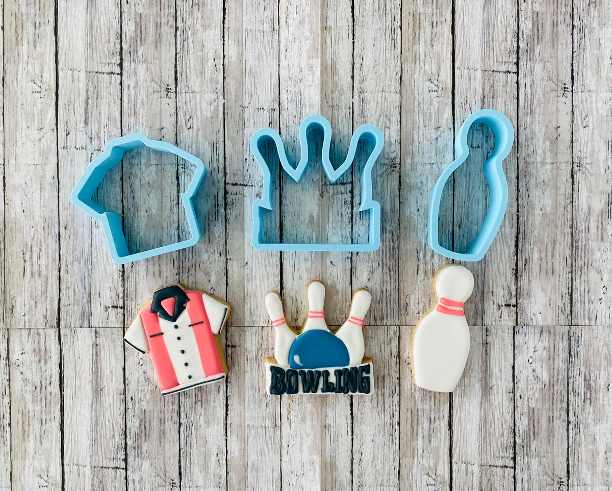 Bowling Cookie Cutter Set, bowling cutter, shirt cutter, sports cutter, bowling pin cutter, strike cutter