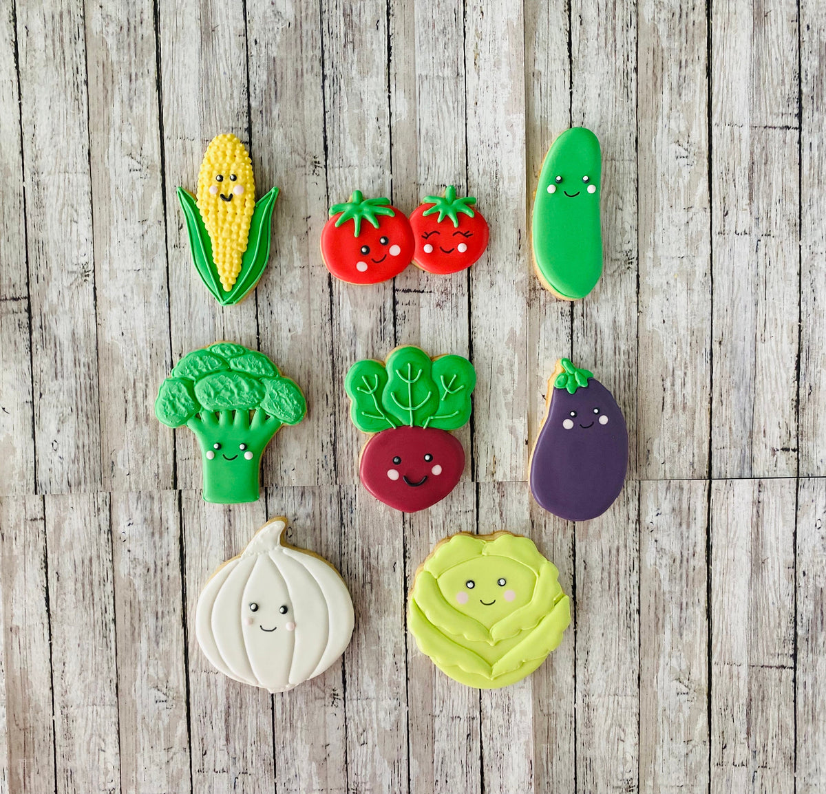 Vegetable Cookie Cutter Set, lettuce Cutter, corn Cutter, tomato Cutter, egg plant Cutter, cucumber cutter, radish cutter, onion cutter