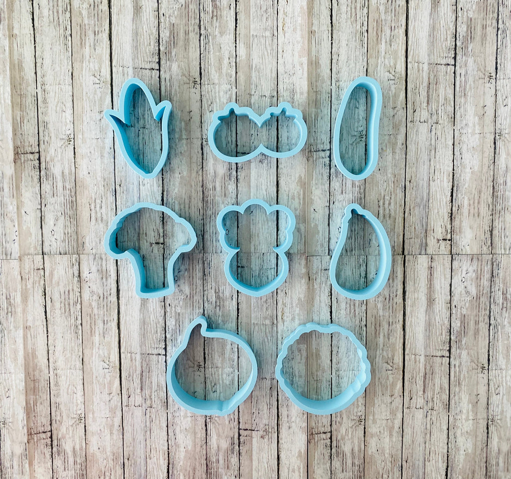 Vegetable Cookie Cutter Set, lettuce Cutter, corn Cutter, tomato Cutter, egg plant Cutter, cucumber cutter, radish cutter, onion cutter