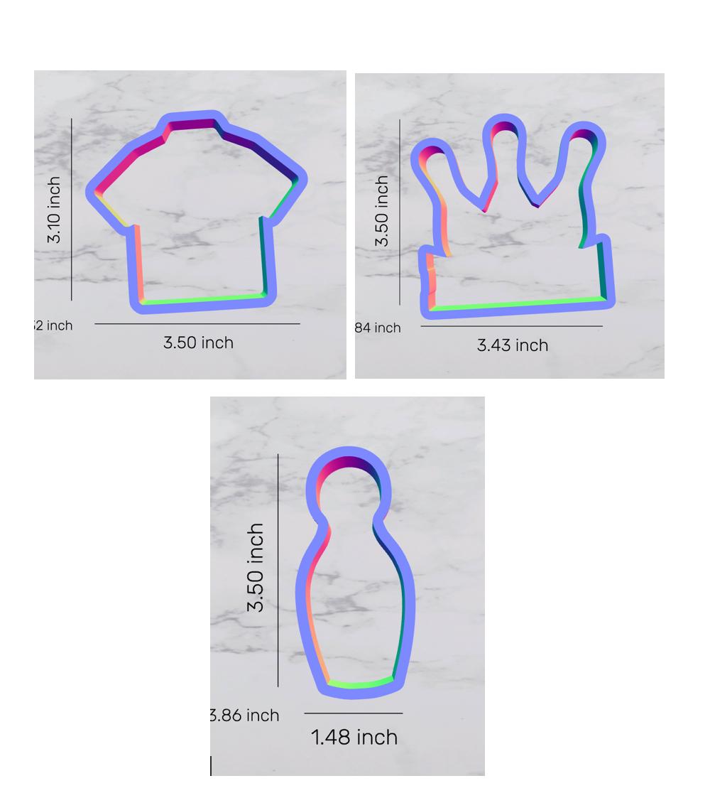 Bowling Cookie Cutter Set, bowling cutter, shirt cutter, sports cutter, bowling pin cutter, strike cutter
