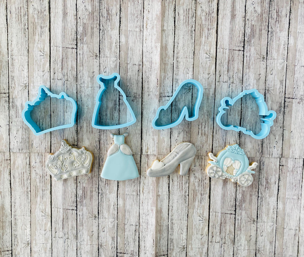 Princess Cookie Cutter Set, princess dress cutter, crown cutter, glass slipper cutter, heel cutter cutter, carriage cutter