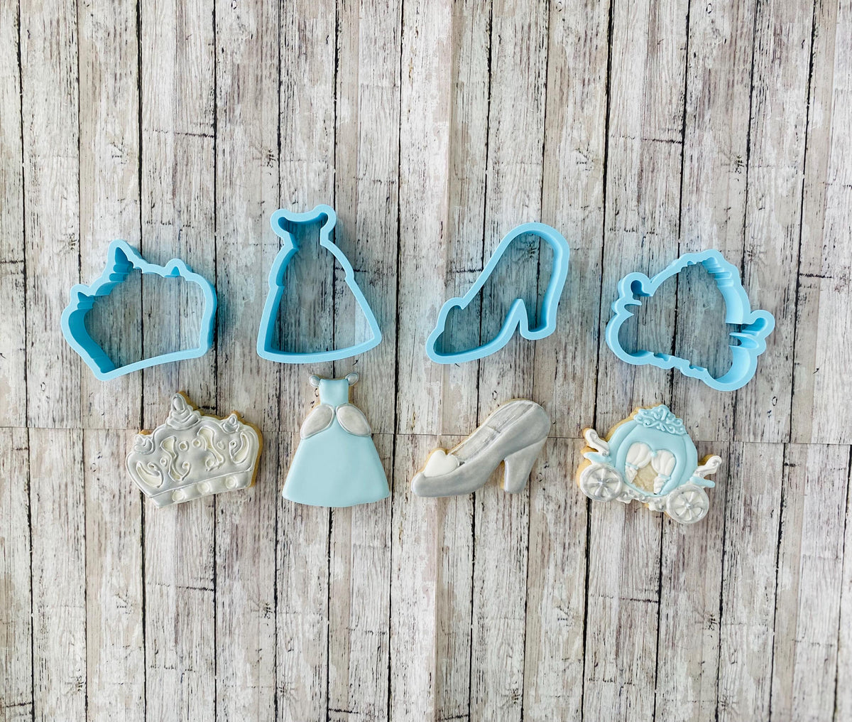 Princess Cookie Cutter Set, princess dress cutter, crown cutter, glass slipper cutter, heel cutter cutter, carriage cutter