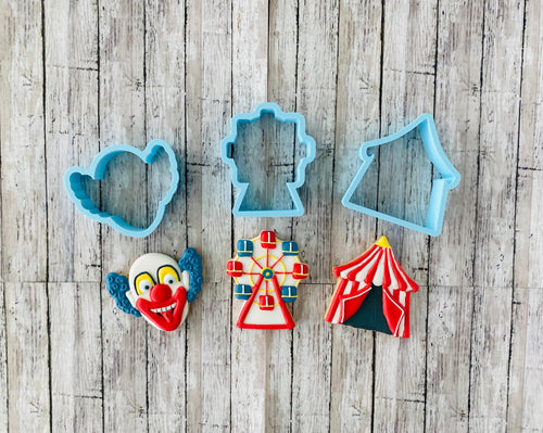 Carnival Cookie Cutter Set, clown Cutter, tent Cutter, Ferris wheel Cutter