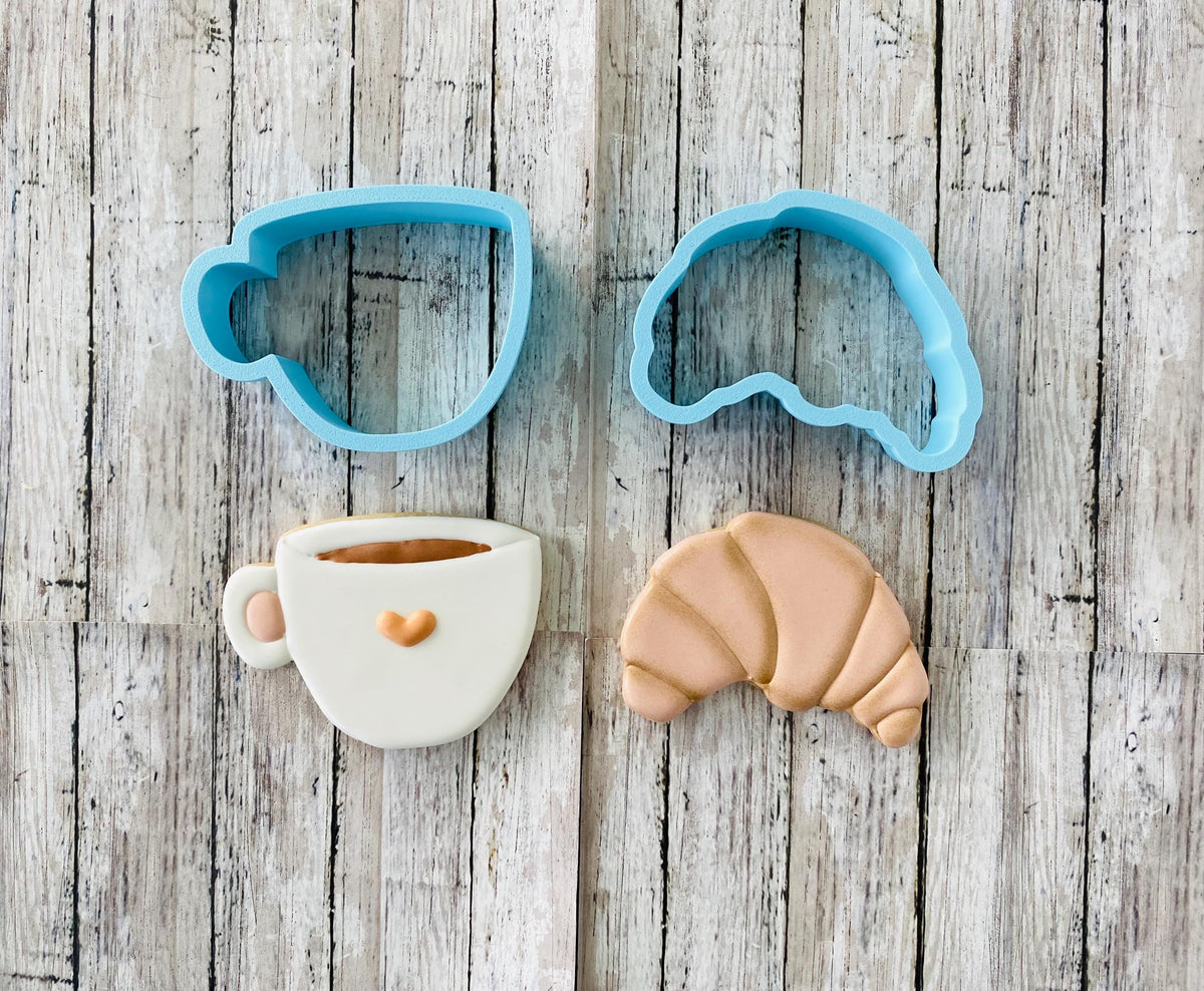 Coffee & Croussiant Cookie Cutter Set, Coffee Mug cutter, croussiant cutter, breakfast cutter