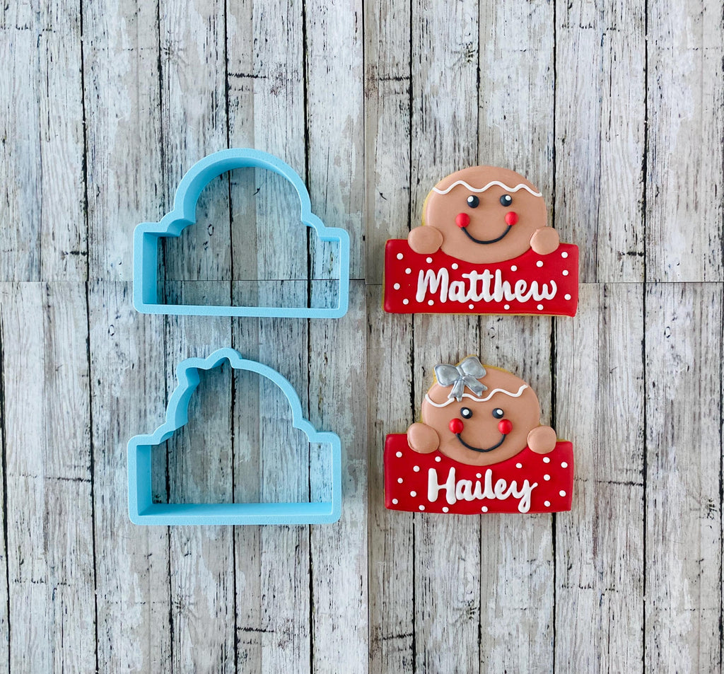 Gingerbread With Sign Cookie Cutter, Christmas cutter, gingerbread man cutter, gingerbread girl cutter, Christmas cookies