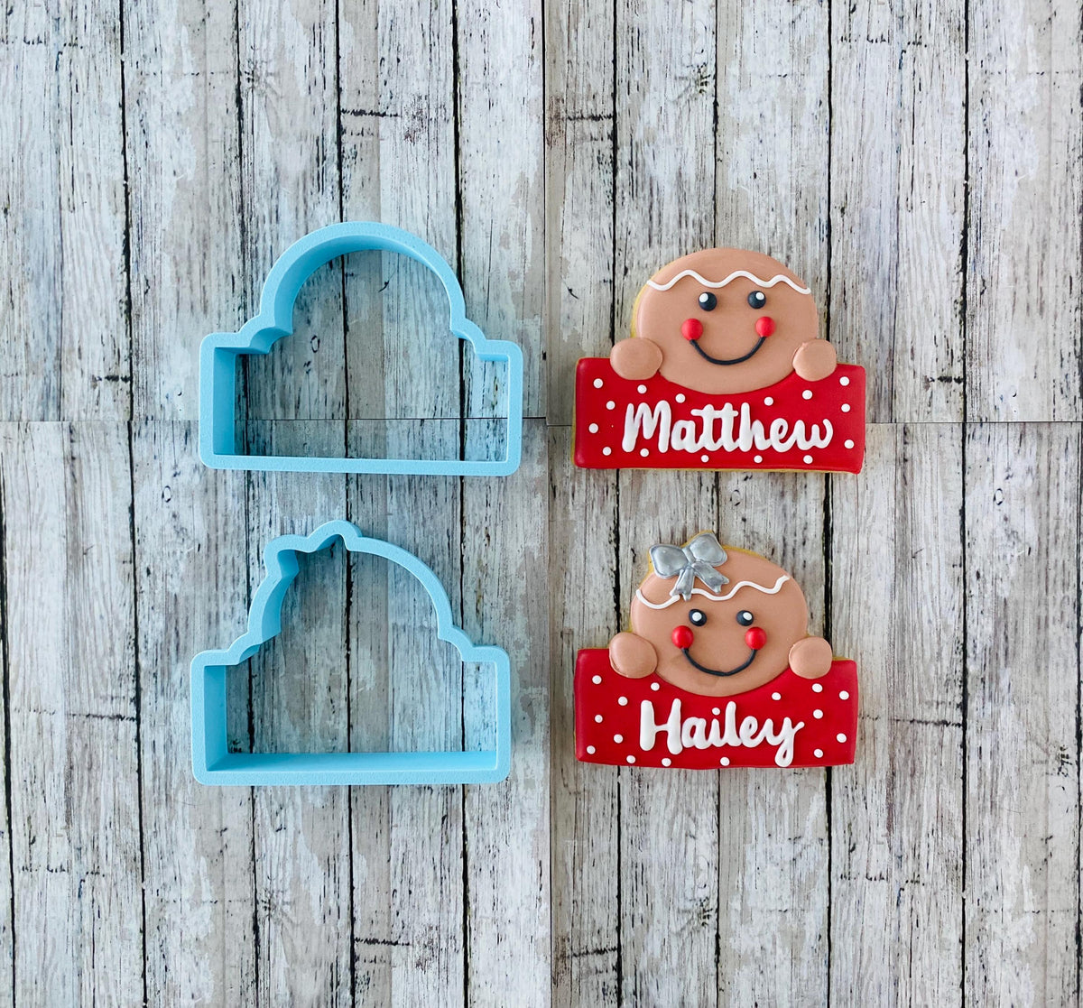 Gingerbread With Sign Cookie Cutter, Christmas cutter, gingerbread man cutter, gingerbread girl cutter, Christmas cookies