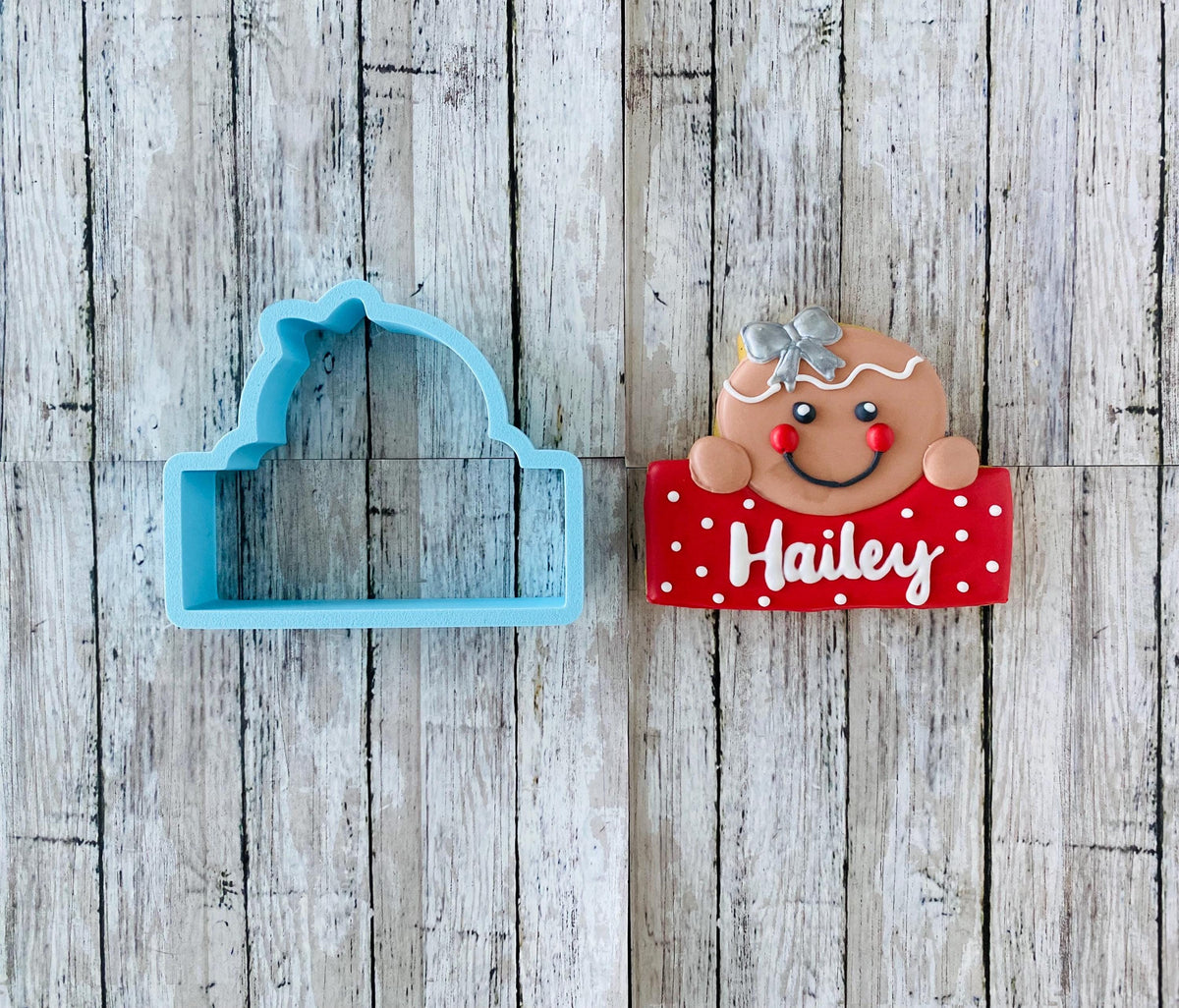 Gingerbread With Sign Cookie Cutter, Christmas cutter, gingerbread man cutter, gingerbread girl cutter, Christmas cookies