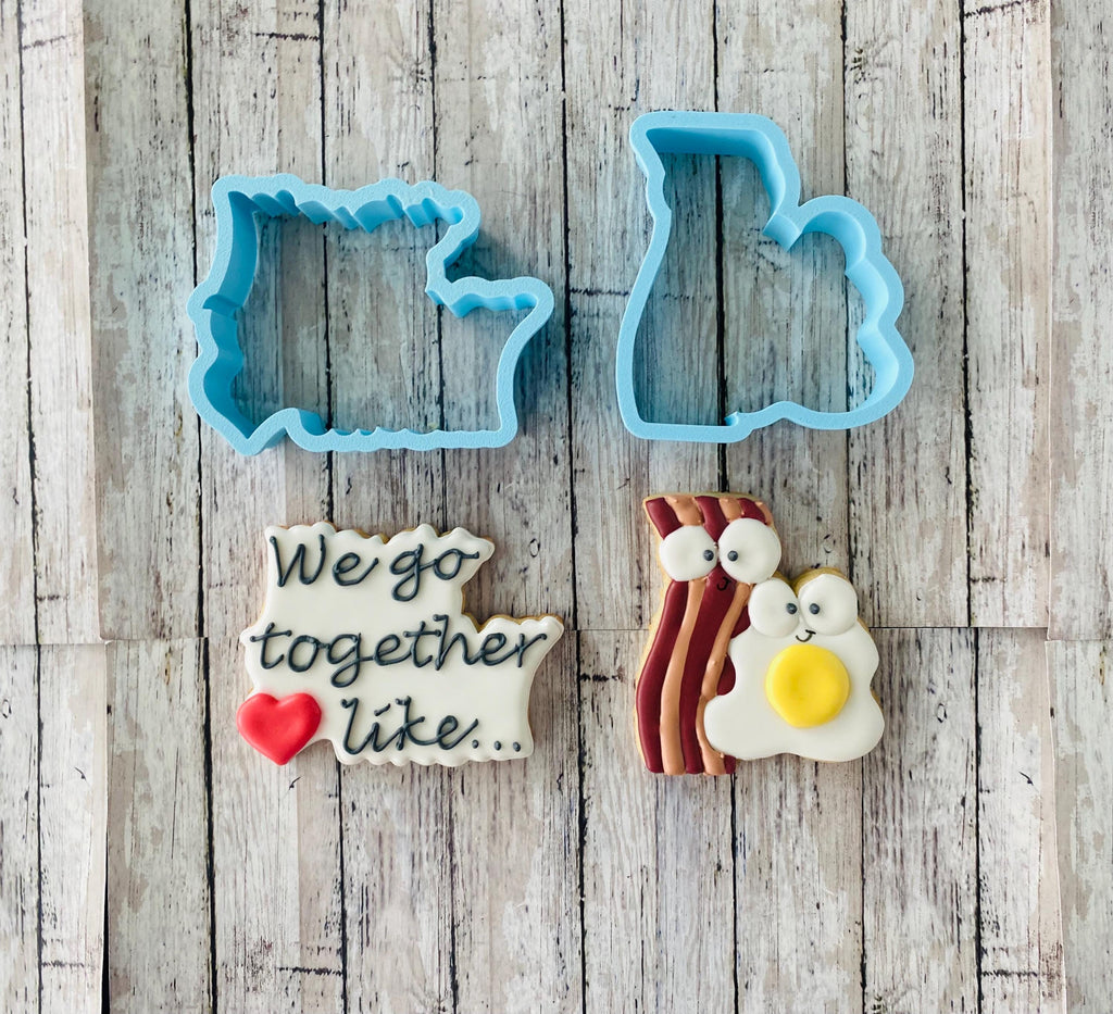 Bacon and Eggs Cutters, we go together cutter, valentines cutter